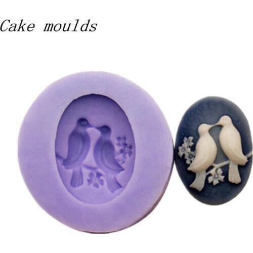 Wholesale Silicone mold RS078 Mini love birds shape Clay mold Fondant cake mold Free shipping