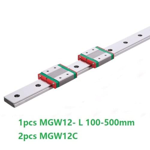 1pcs Original HIWIN linear guide/rail MGW12-L 100mm/200mm/300mm/400mm/500mm+2pcs MGW12C Mini blocks for 12mm Miniature CNC parts