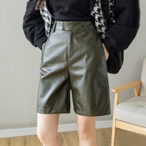 Autumn Winter Women Clothes Hip Hop Rock PU Leather Shorts Half-length High Waist Streetwear Womens Shorts Casual Booty Short
