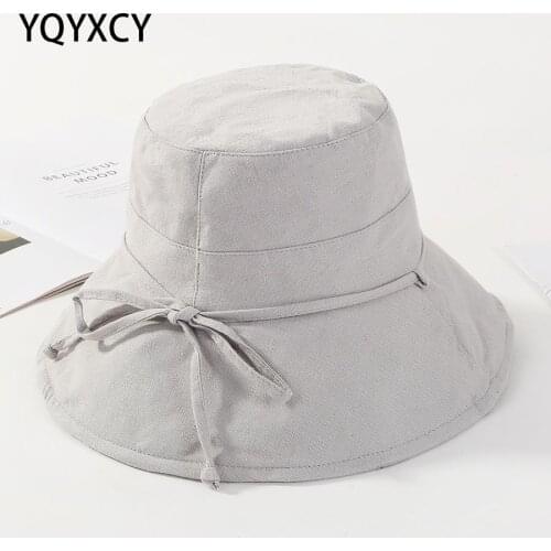 YQYXCY Bucket Hat Women Summer Spring Cotton Fisherman Cap Folding Sunshade Outdoor Sun Hat Female Cloth Wide Brim Travel Sunhat
