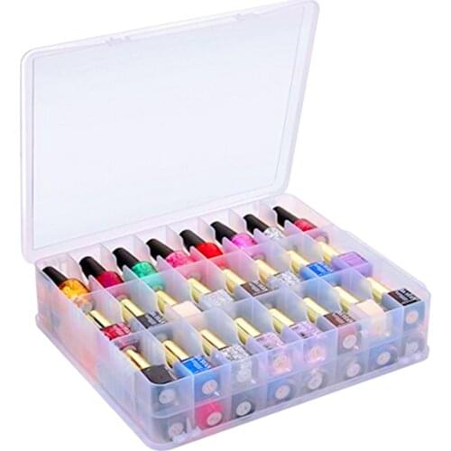 48 Grids Plastic Nail Polish Lipstick Storage Box Portable Double Side Stand Holder Makeup Essential Oils Nail Polish Organizer