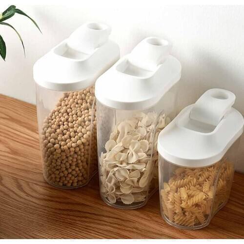 Plastic Cereal Dispenser Sealed Crisper Grains Rice Nut Snack Tank Storage Box Transparent Kitchen Refrigerator Food Container