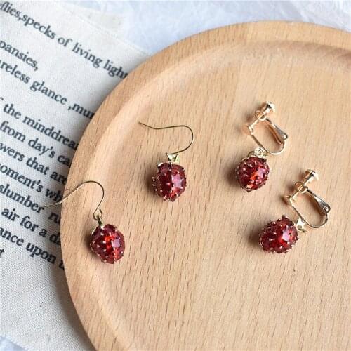 Popular Small Cute Strawberry Dropping Oil Earrings Fashion Jewelry Dangle Earrings for women