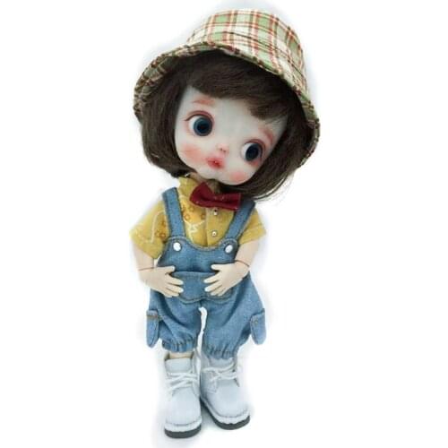 Ob11 baby dress BJD egg short sleeve shirt GSC overalls Fisherman hat clay doll clothes suit doll Accessories