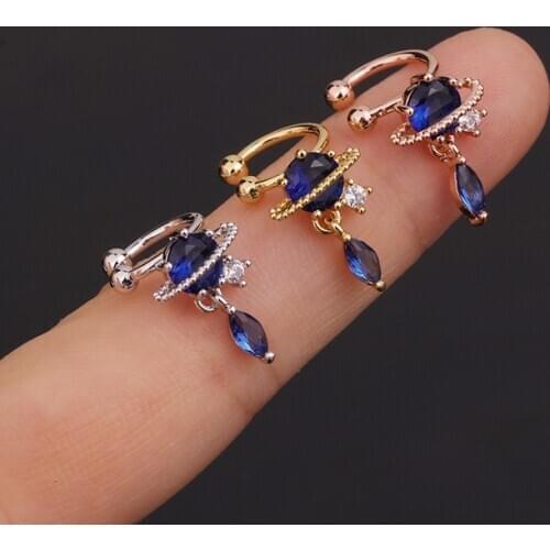 1Pcs Gold Ear Cuff Zircons Earrings for Women Fake Piercing Helix Cartilage Tragus Ring Ear Cuff Non-Piercing Ear Clips Earrings