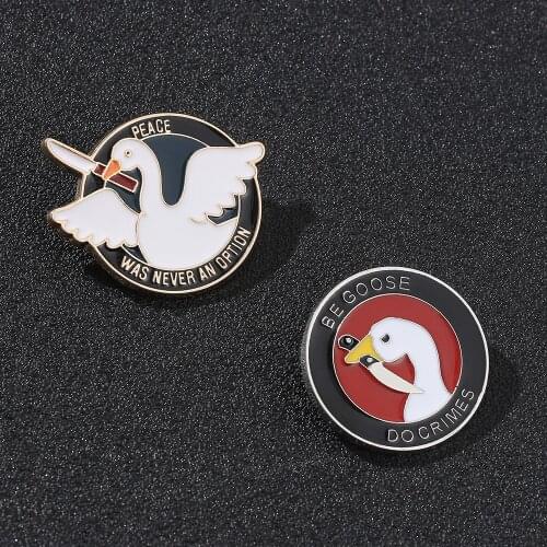Trick Or Treat Goose Brooch Metal Enamel Lapel Shirt Denim Jacket Lapel Pin Animal Cartoon Badges For Friends Accessories