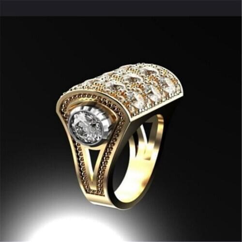 Unique Luxury Mechanical Micro Faceted Ring Male Hip-hop Punk Style Birthday Engagement Party Rhinstone Big Ring for Men