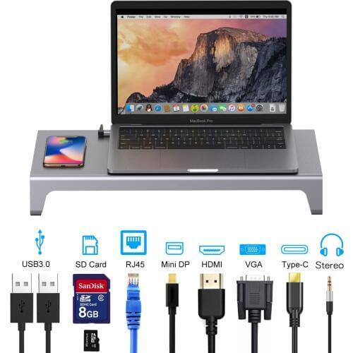 New Product 12 in 1 Usb Type C Hub Universal Laptop Stand Wireless Charger Adapter