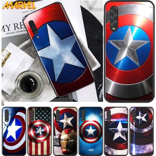 Captain America shield Marvel for Samsung Galaxy A90 A80 A70 A60 A50 M60 M40 A20E A2Core A10S A10E Silicon Soft Black Phone Case
