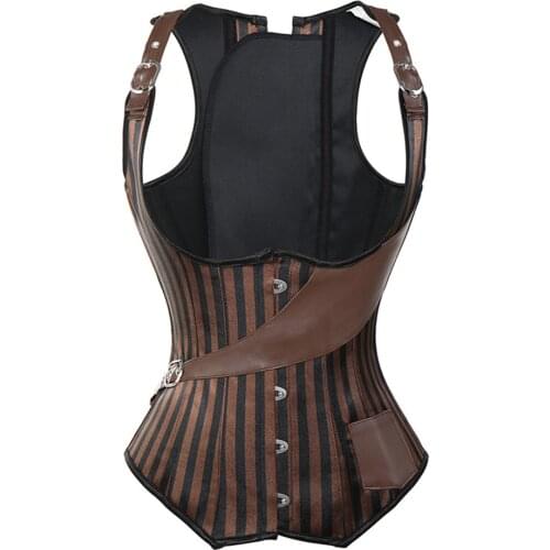 Women Gothic Steampunk Steel Vest Underbust Corset Top Sexy Waist Training Body Shaper Shapewear