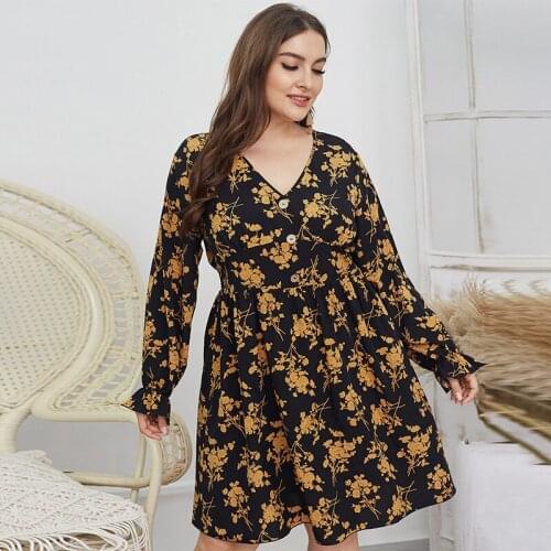 4XL Plus Size Dresses Woman Summer 2021 Bohemian Beachwear Floral Elegant Party Dress Lady Long Sleeve Evening Dresses Vestidos