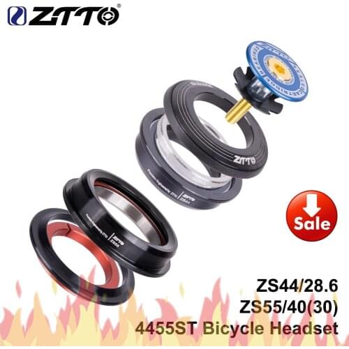 ZTTO 4455ST MTB Headset ZS44 ZS55 Tapered Straight Universal 1.5 inch 28.6mm Fork Zero Stack Integrated With Cups road bike