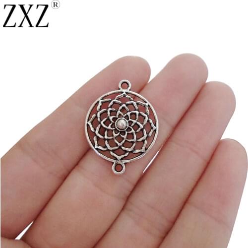 ZXZ 20pcs Filigree Open Flower Connector Charms for Bracelet Necklace Jewelry Making Findings 28x21mm