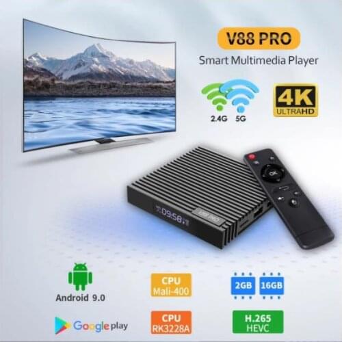 10pcs/lot V88 PRO Smart TV BOX Andriod 9.0 Netf1ix Y0utub1 1G 8G/2G 16G Rockchip 3228A Quad Core 2.4GHz WIFI 4K VS H96 MAX V11