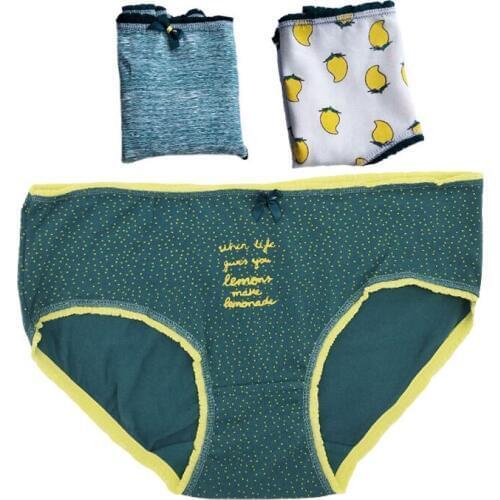 3Pcs Underwear Women Panties Cotton Briefs Fruit Sexy Panties Women Shorts Lingeries Cueca Calcinha Tanga Thong G String Panty