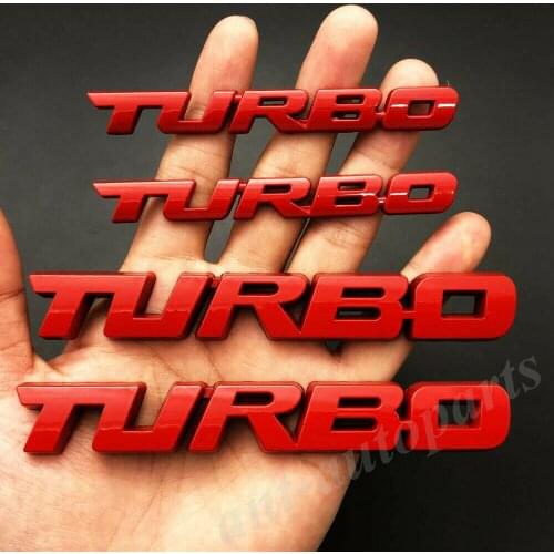 4x 3D Red Metal Turbo T Car Trunk Rear Tailgate Emblem Badge Decals Sticker