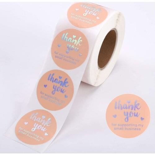 500pcs Pink Silver Thank You for Supporting My Small Business Stickers Gift Box Decor Accessory Diy Handmade Seal Labels Sticker