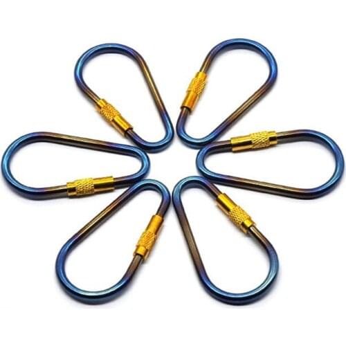 6pcs Climbing Titanium Quick Hanging 3mm Anti-corrosion Strength Hook Keychain carabiners quickdraws