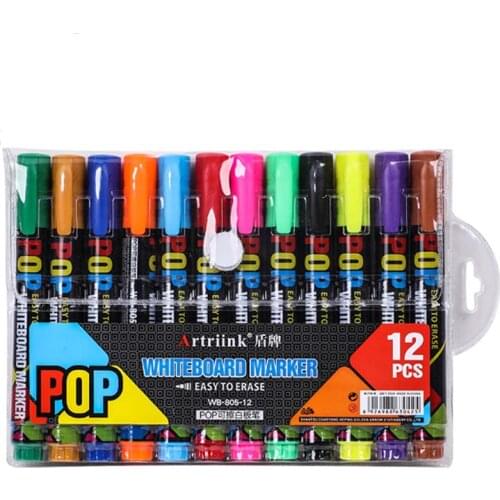 8/12 Color Whiteboard Marker Erasable POP Paper Glass Dry Erasing Writting Pen refillable mildliner