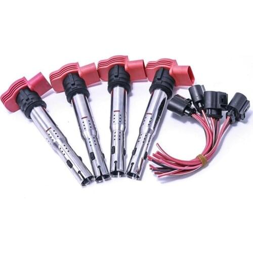 8K0 973 724 4pcs of Connector Plug&Ignition Coil For AU-DI A4 S4 Q5 R8 V-W Touareg 06E905115E 06E 905 115 F 06E 905 115 D