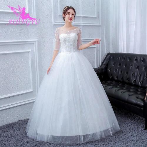 AIJINGYU 2021 2020 sweet Customized new hot selling cheap ball gown lace up back formal bride dresses wedding dress FU220