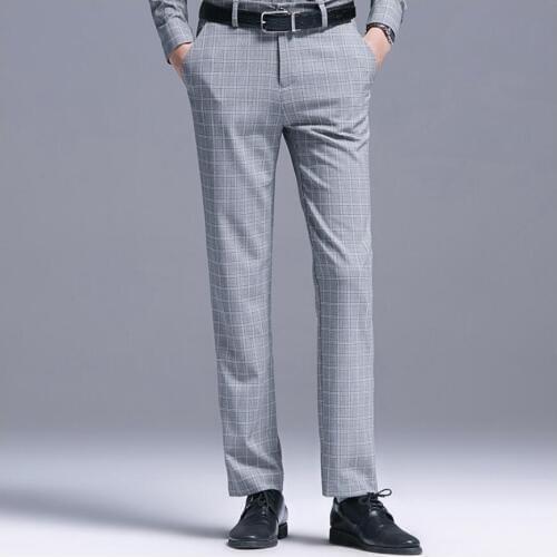 S-4xl 2020 New Smart Casual Plaid Pants Mens Spring And Autumn Summer Fashion Micro Elastic Plaid Trousers Brand Tapered Pants