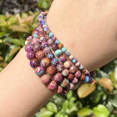 4/6/8mm Purple Sea Sediment Natural Stone Imperial Jaspers Beads Loose Spacer Beads For Jewelry Making Diy Necklace Bracelet