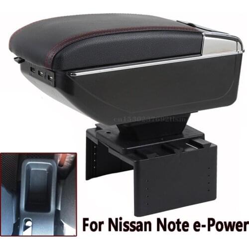 For Nissan Note e-Power armrest box central Store content box accessories With USB interface