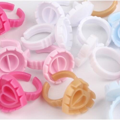 Wholesale 50/100Pcs Disposable Glue Holder Ring Cups For Eyelashes Extension Tattoo Pigment Holder Pallet Adhesive Glue Holder