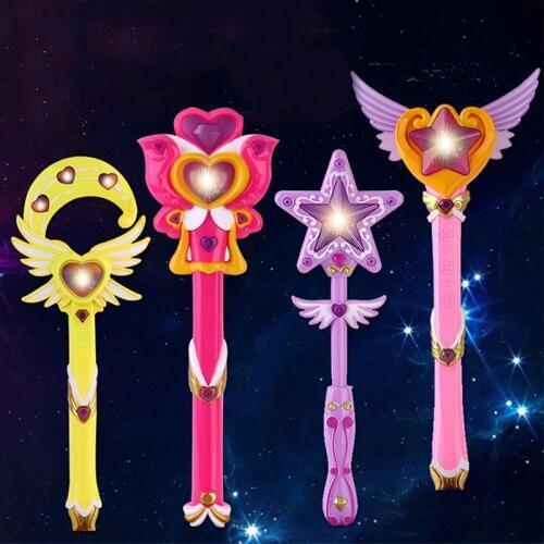 Kids Electric Musical Magic Wand Toys For Children Plastic Sound Music Light Up Funny Become The Princess Toy For Girls Gift