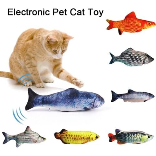 30CM Electronic Pet Cat Toy Electric USB Charging Simulation Fish Toys For Dog Cat Chewing Playing Biting Stuffed Pillow Doll Y