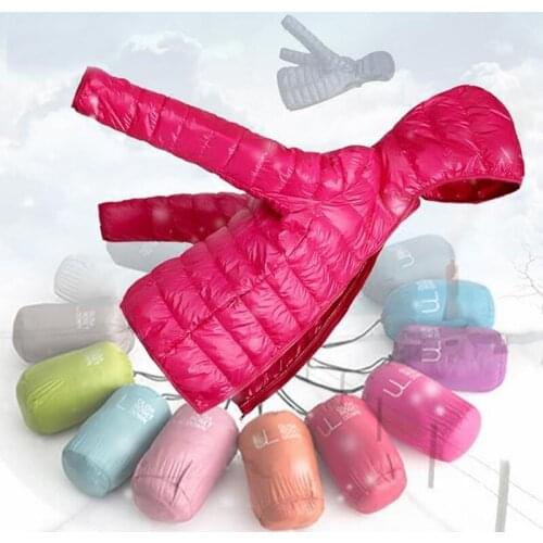 FORERUN Ultra Light Down Jacket 90 White Duck Feather Winter Women Slim Solid Candy Colors Puffer Parka Top Quality