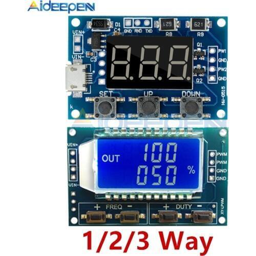 1/2/3 Way Signal Generator PWM Pulse Frequency Duty Cycle Adjustable Module LCD Display 1Hz-150Khz 3.3V/5V-30V PWM Board Module