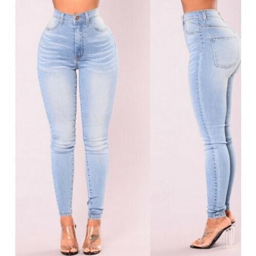 Goocheer New Fashion Womens Solid Sexy Stretch Skinny Denim Jeans Casual Trousers Ladies Slim High Waist Bodycon Pencil Pants