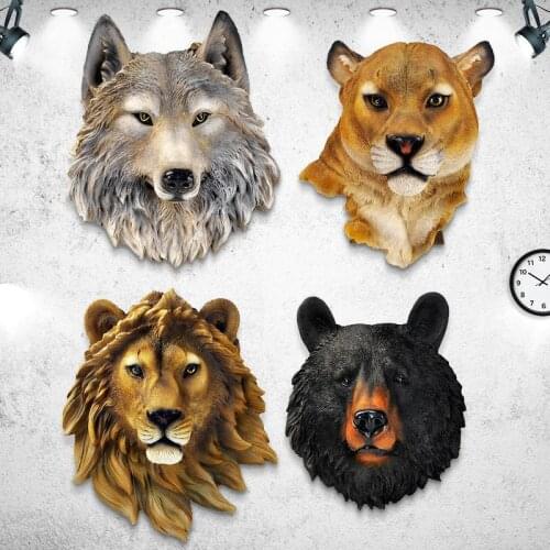Resin Art Clear Bar Cafe Club Animal Head Home Creative Realistic Beast Wall Hanging Decoration