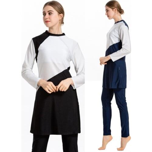 Large-size Conservative Swimsuit Mummy Sling Color Womens Beachwear Set Three-piece Set L025 Muslim Swimsuit