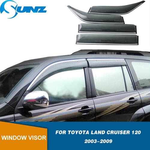 Side Window Deflectors For Toyota Land Cruiser Prado Fj120 2003-2018 Black Weather Shield Sun Rain Deflector Guards SUNZ