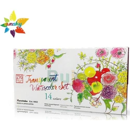 Kuretake Solid watercolor 12/14 color Portable solid watercolor pigment set Fountain pen painting tool set drawing art supplies