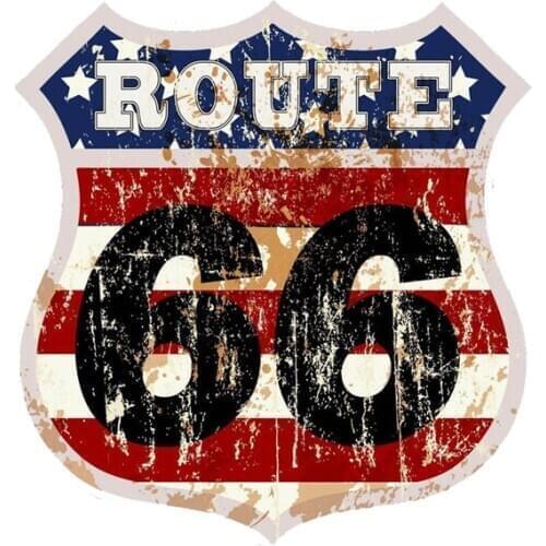 Hot Reflective Route 66 Vinyl Car Stickers Car Window Trunk Auto Motorcycle Uv Protection Car Decorative KK15*15cm