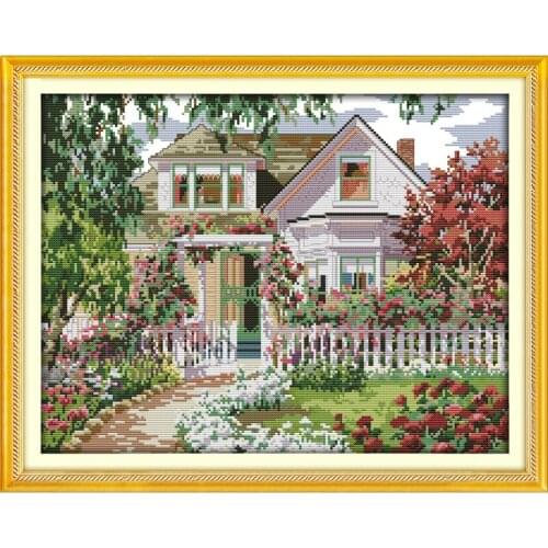 Everlasting Love Christmas Garden Villa Ecological Cotton Cross Stitch Kits 11 14CT Printed Stamped Wedding Decoration For Home