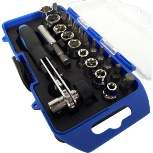 23pcs Sleeve Screwdriver Set Ratchet Wrench Socket Spanner Drill Combination Kits for Car Bike Repair Tool