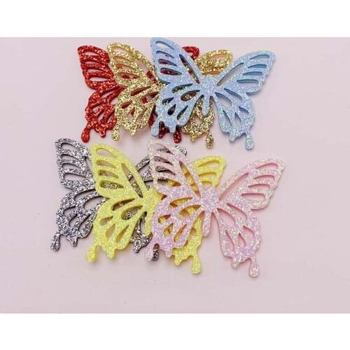40pcs/lot 3.5*3cm DIY shiny butterfly padded Patches Appliques for DIY Children Hair Clip Accessories