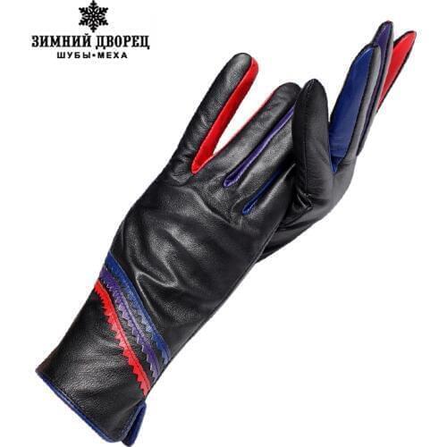 New Fashion Leather gloves ,Genuine Leather,Cotton,Adult, Black,leather gloves for women,winter gloves women,Free shipping