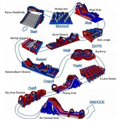 New arrvail red or customized event 5k inflatable obstacles course for Brazil from China Factory