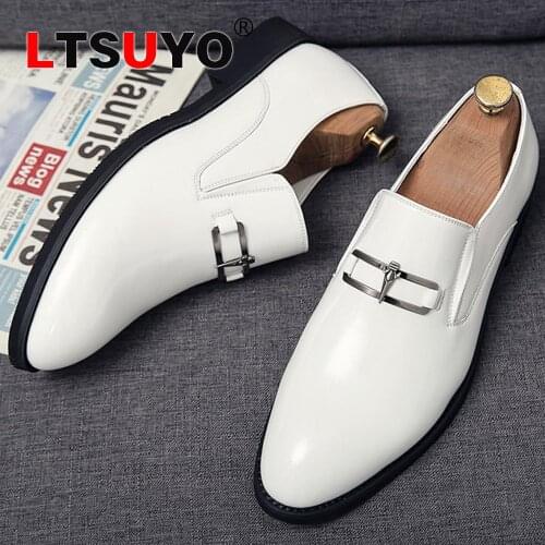 New mens casual leather shoes, fashionable soft leather white shoes, outdoor brand loafers, daily all-match low-top four-season