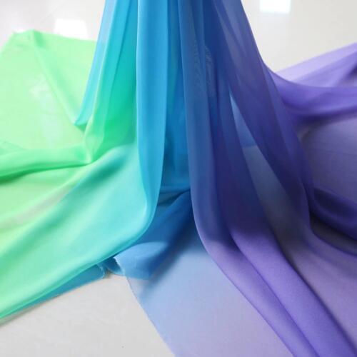 Wholesale 30d shade chiffon fabric for dress blue green gradient chiffon gauze for dancing clothing