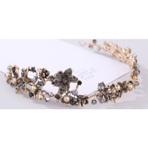 Bride Headbands wedding Evening hair accessories Bridal Hair Bohemian Headpiece Crystal Hairband Gold Silver color Leaf crown