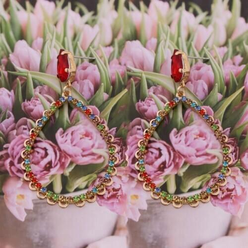 Aretes Color Crystal Drop Shaped Earrings For Women Dangle Earrings Bohemian Earring European American Fashion Jewelry Gifts