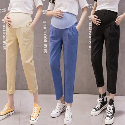 18085# Maternity Pants Summer Casual Pants Loose Comfy Belly Support Pants Elastic Waist Maternity Trousers