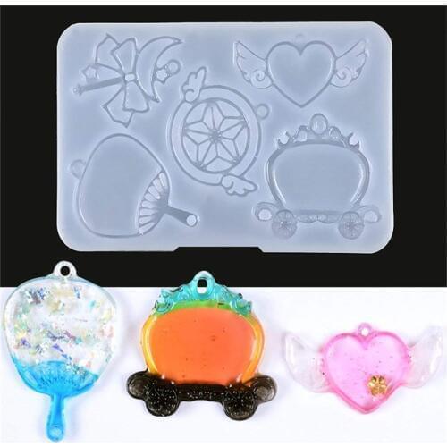 Love Heart/Fan/Wings Clay Molds Epoxy Resin Silicone Mold DIY Earring Pendant Accessories Molds Candy Chocolate Cake Mould Aouke